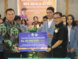 Di Dies Natalis ke-60 Fapet, Rektor Berty Serahkan Simbolis Beasiswa CPFI  ke 20 Mahasiswa Berprestasi