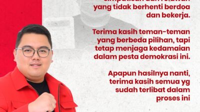 Pemilu Selesai Dilaksanakan, Rio Dondokambey Ucapkan Terima Kasih ke Warga Sulut