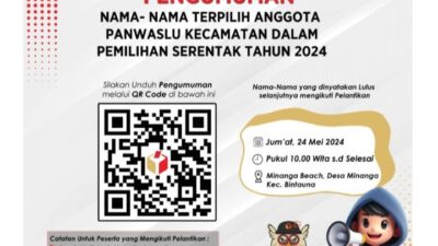 Bawaslu Bolmut Umumkan Hasil Seleksi Akhir Panwaslu Kecamatan